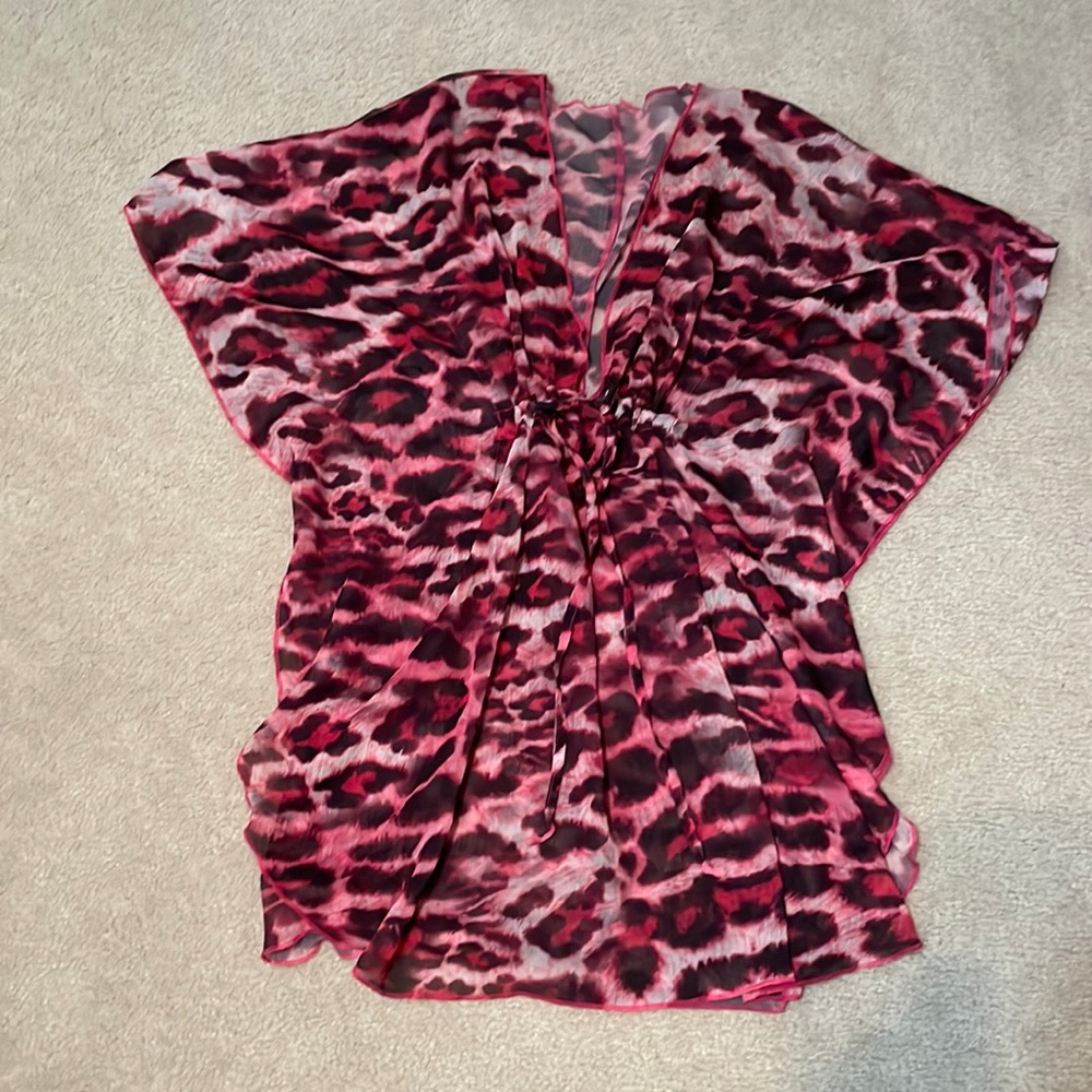 Burgundy & Pink Leopard Print Coverup (one-size-fits-all)